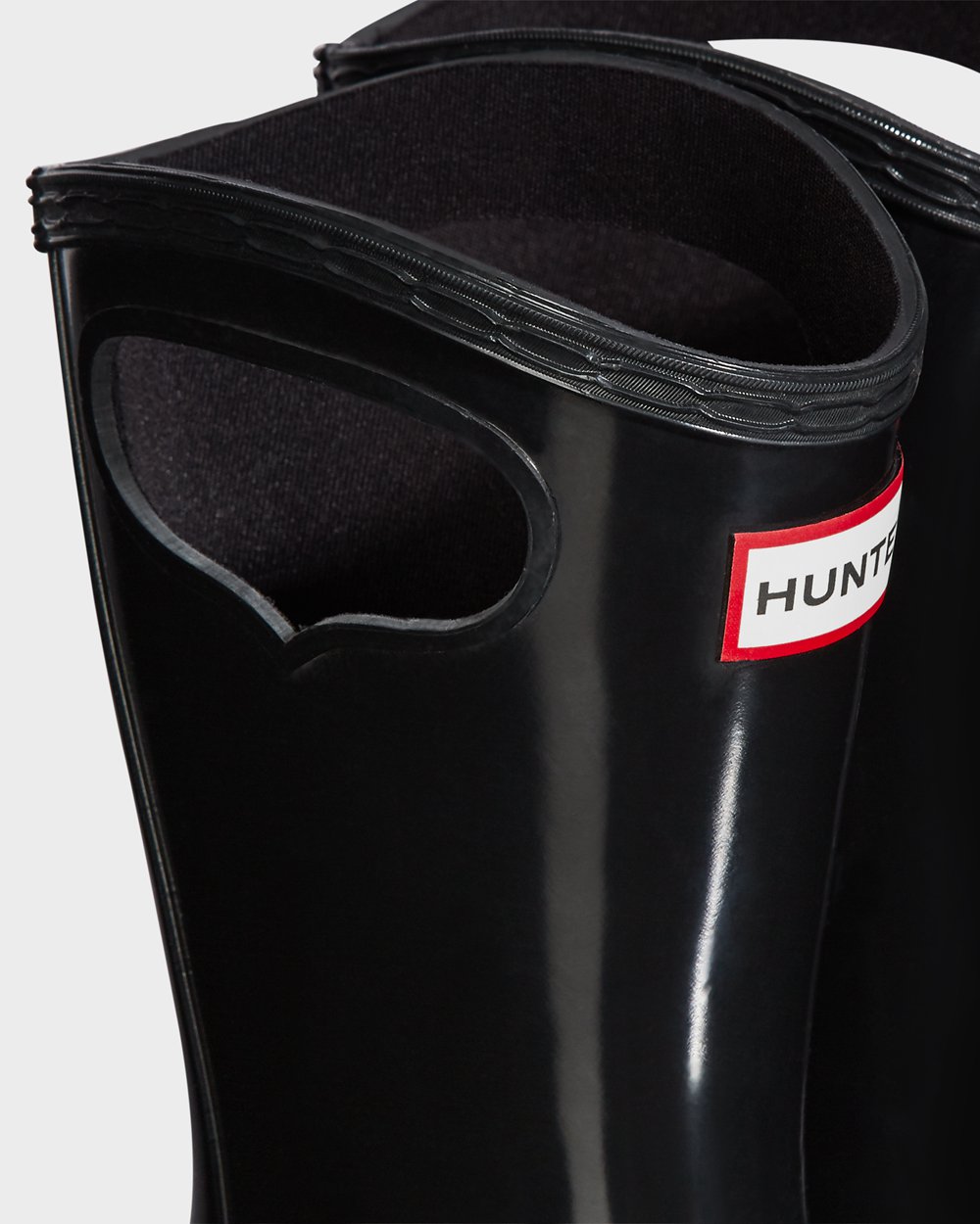 Hunter Niños Original Big Grab Handle Gloss - Botas de Lluvia Negras - 867-RBTGJY